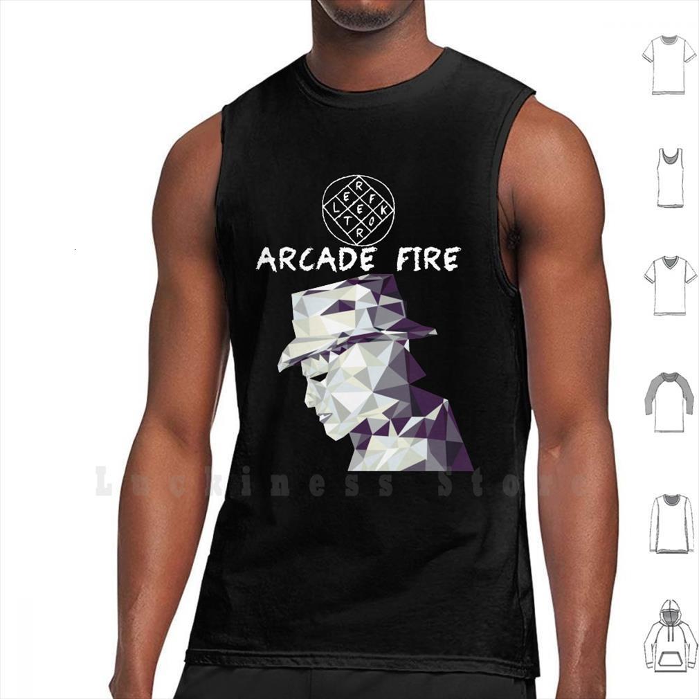 

reflektor arcade fire tank vest 100% cotton radiohead indie rock neon bible funeral the, White;black