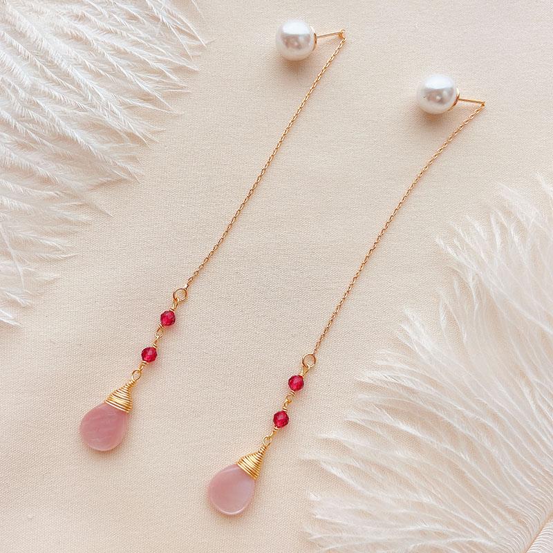 

Dangle & Chandelier CCijiNG High Quality Long Crystal Eardrop Pearl Earplug Is Suitable For The Activity To Wear Elegant EH2005