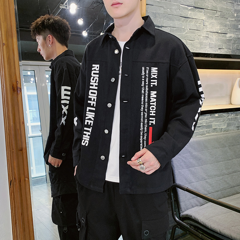 

QNPQYX New 2021 Spring Autumn Korean Style streetwear Men's Jacket Trend Printing Thin Street Coat Long Sleeve Cotton Jckets Men, White