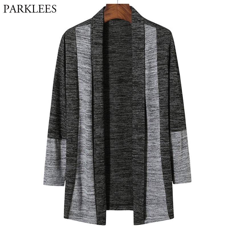 

Patchwork Cardigan Sweater Men Colorblock Contrast Stylish Shawl Collar Mens Sweaters Coat Casual Slim Geometry Men' Cardigan 210524, Light gray