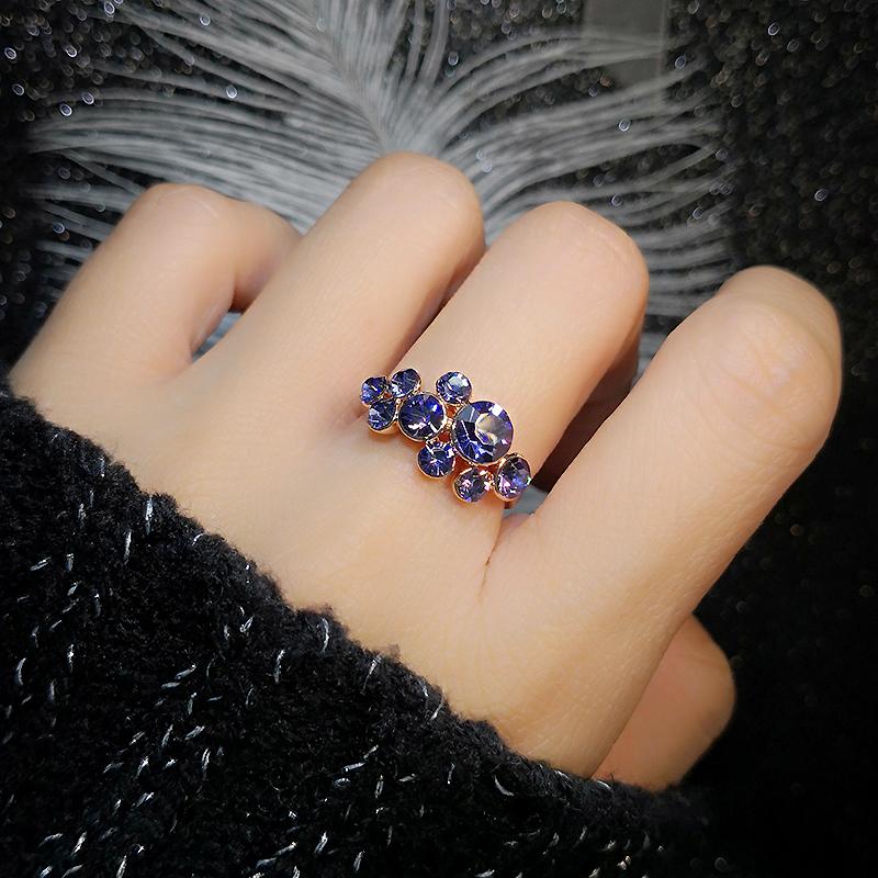 

Cluster Rings MOONROCY Rose Gold Color Purple Crystal Vintage Party Jewelry Wholesale For Women Girls Wedding Ring Drop Gift