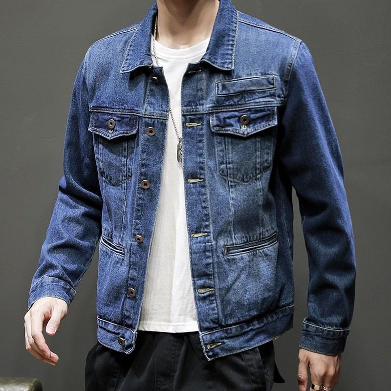 

Men's Jackets Denim Vintage Jacket Men Spring Autumn Fashion Street Loose Fit Mens Cargo Coat Long Sleeve Single Breasted Classic Jean, Black;brown