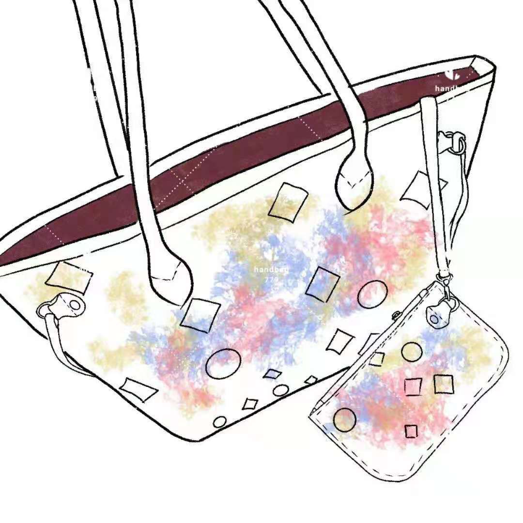 

2021 High Luxury Ink Render Totes Shopping Bags Large Volume Print Classic One shoulder Crossing Travel Colored Women Beach Comes with same