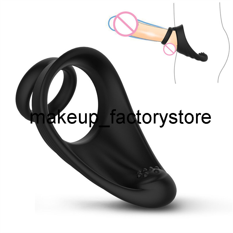 Massage Silicone Penis Ring Scrotum Bind Erection Prostate Cock Dual Delay Ejaculation Lock Sex Toys For Men Gay-image-735759189