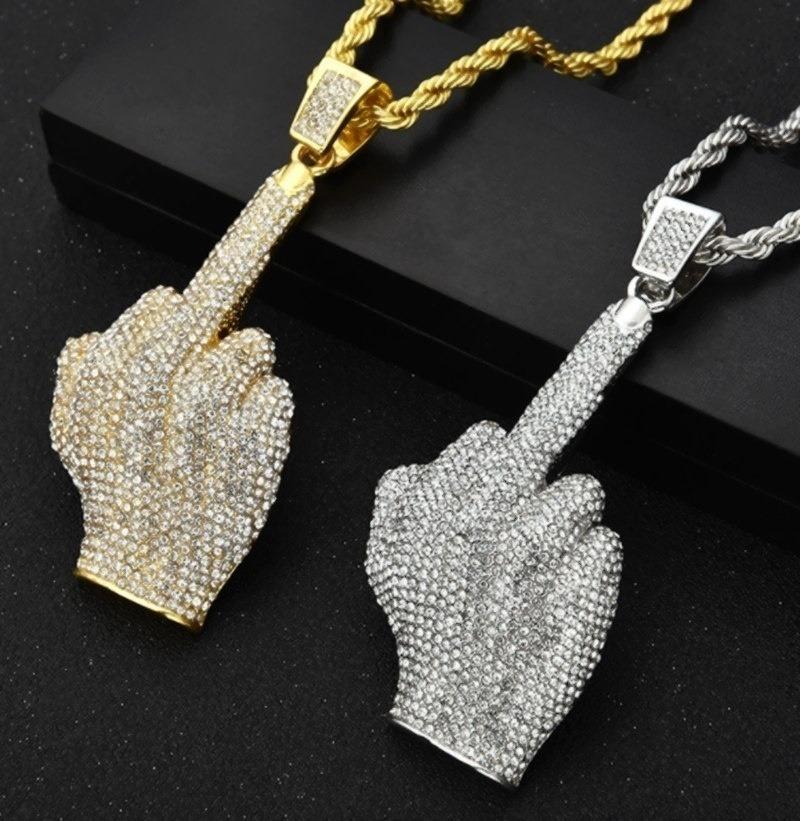 

Pendant Necklaces Hipster Street Style Hip-hop Full Finger Personality Fashion Vertical Middle Men Necklace Birthday Present