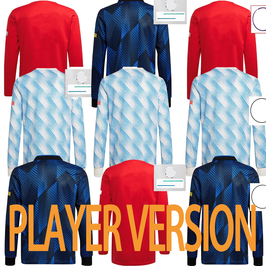 

Player Version Long Sleeve Soccer Jersey Home Red #25 SANCHO 2021/2022 GREENWOOD B.FERNANDES Away Soccer Shirts 21/22 RASHFORD 3rd football Uniform, Away +ucl patch