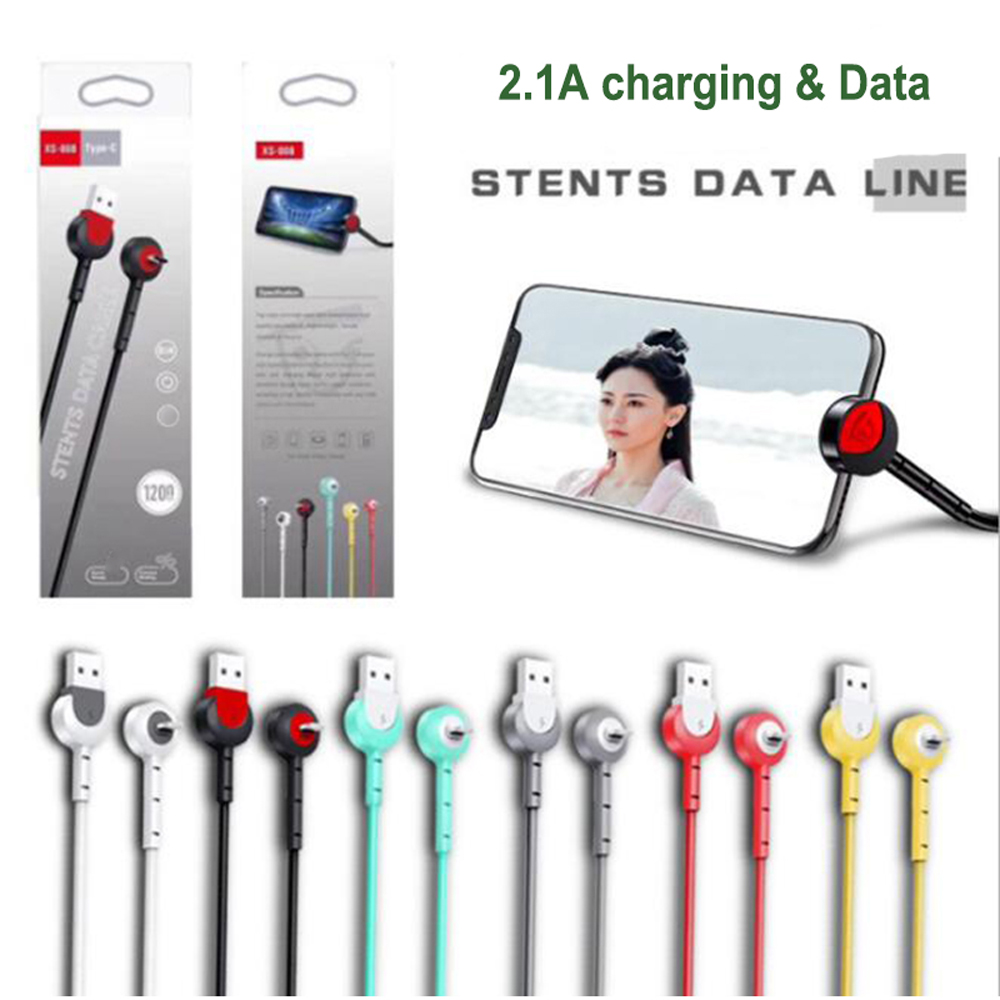 

Fast charging Usb cable 2.1A Micro type c Android charge cord stander Data line 1M 3ft Phone Data Cables Bracket Stand Holder for Cellphone, Mixed color