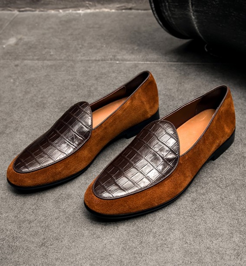 

Summer Genuine leather Men Driving Loafers Dress Shoes Flat heel Suede Slip on Male Oxfords Moccasins Hombre, As pics 1