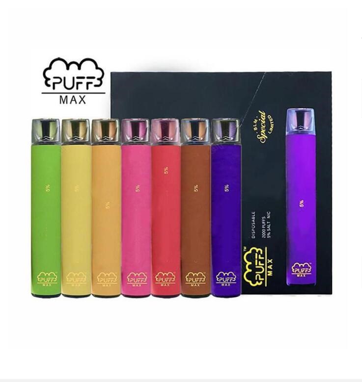 

Puff Max E-cigarettes Disposable Device Starter Kit Built in 1200mah Battery Prefilled 8.5ml Pods 2000 Puffs Dab Pen VS Bang xxl xtra
