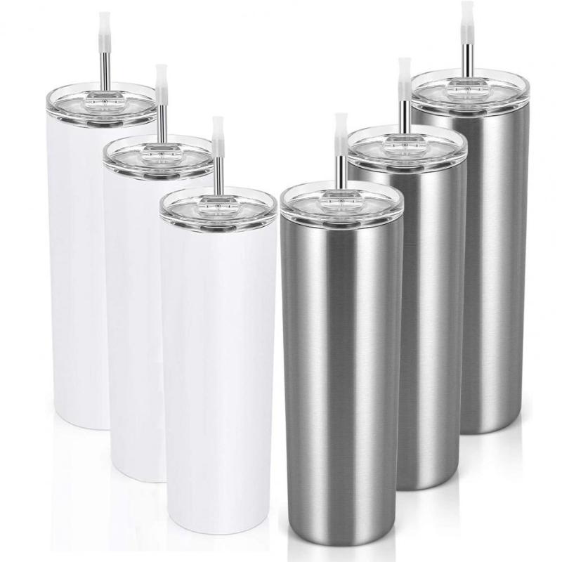 

Mugs 20OZ Water Cup Eco-friendly Double Layer Stainless Steel Insulated Tumbler With Straw For Home, Silver