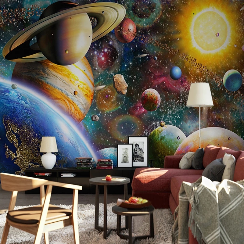 

Custom Photo Large 3D Mural Wallpaper Space Universe Children's Bedroom Gallery Background Painting Waterproof, As show