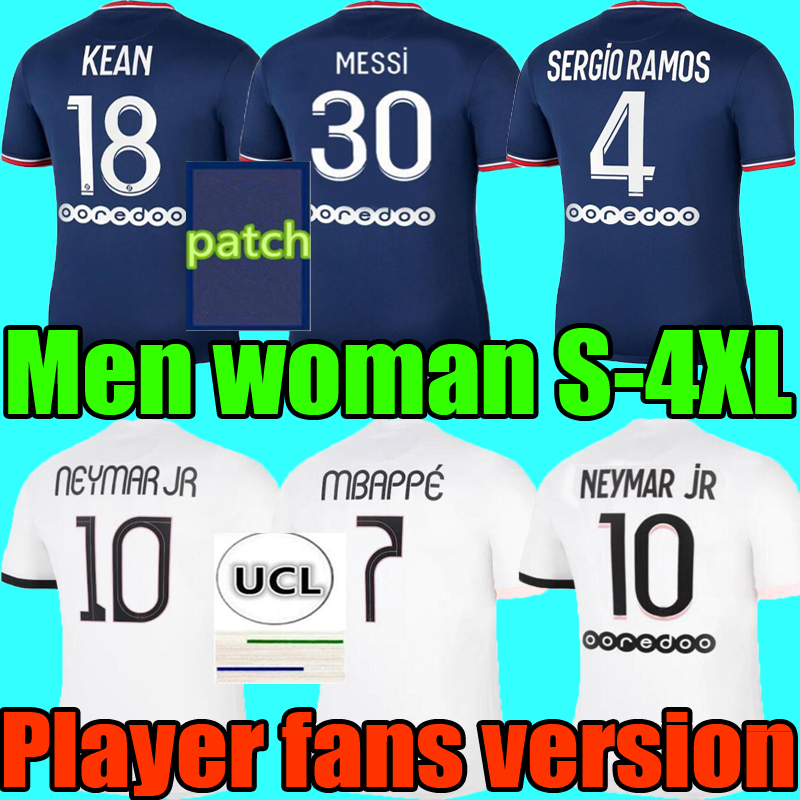 

Men woman Player fans version 21 22 MESSI soccer jersey MBAPPE KEAN NEYMAR JR SERGIO RAMOS DI MARIA DRAXLER football shirt 2021 2022 VERRATTI paris long sleeve S-4XL, 2021 away player