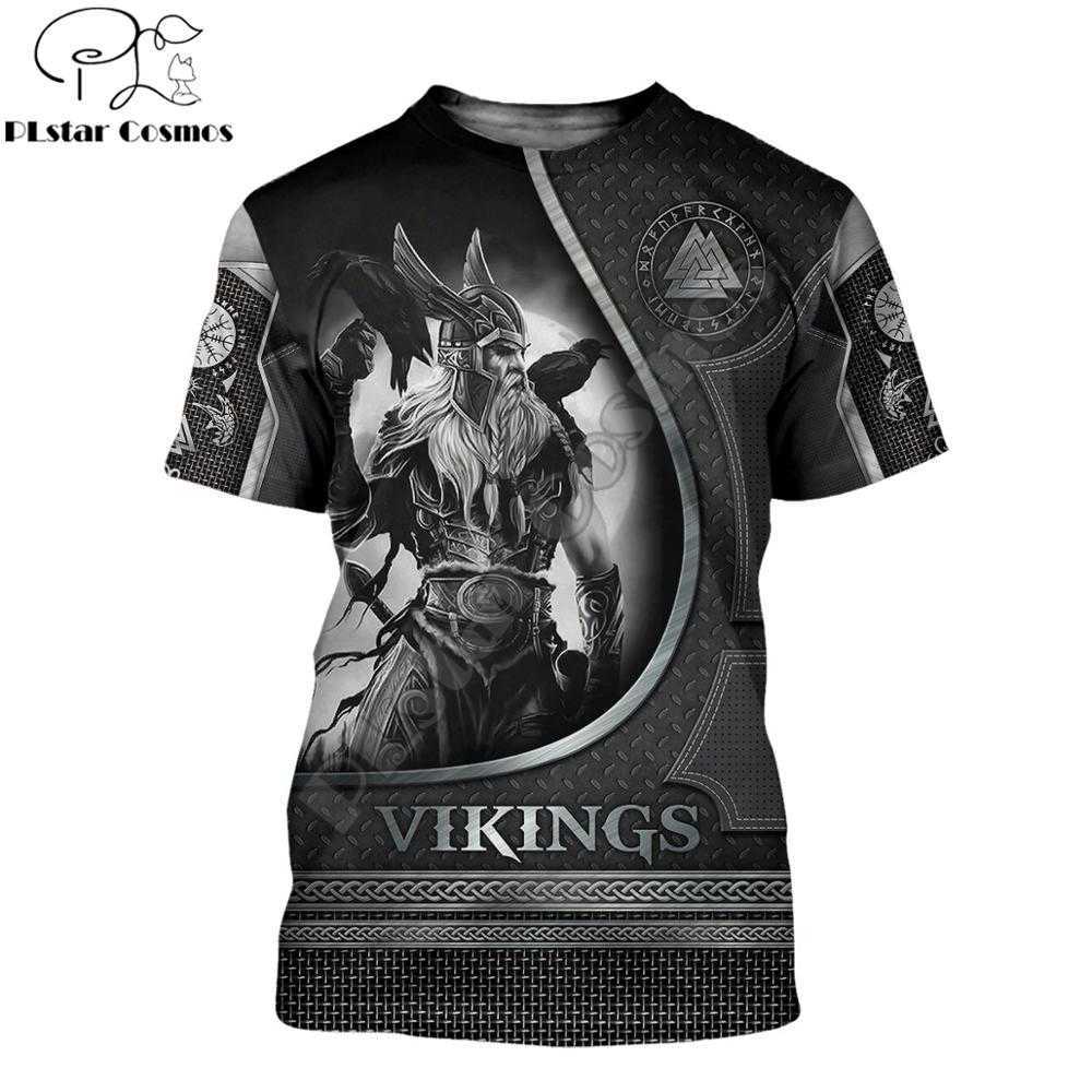 

Summer Fashion Viking Odin Mens t-shirt Raven Tattoo 3D Printed Harajuku Short sleeve T shirts Unisex Casual tops KJ0147 210629