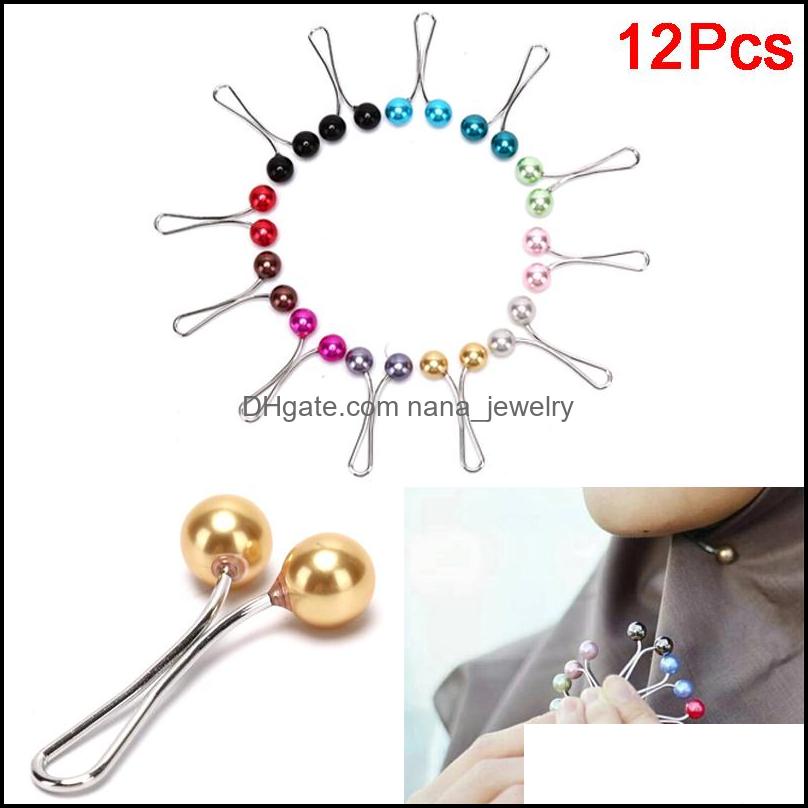 

Pins, Brooches Jewelry 12Pcs Headscarf Shawl Lady Muslim Hijab Clips Pearl Scarf Brooch Pin Drop Delivery 2021 6Pcqe