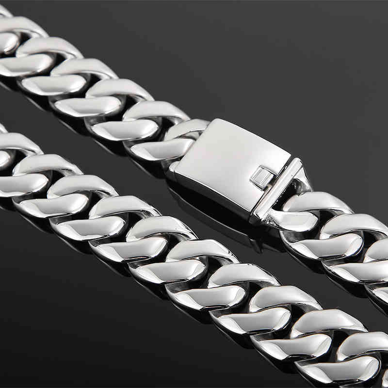 

24mm Big Wide Never Fade Cuban Link Chain Necklace Hip Hop Miami Cuba Chain Jewelry Buckle Best Gift for Men X0509