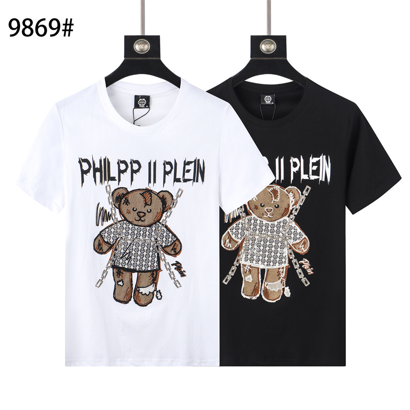 

2021ss New Summer Plain Men's T-Shirts Cotton Women Clothes Funny Short Sleeve O Neck Tees Printing Phillip T-Shirts PP Size :M-L--XXL-XXXL top02, White