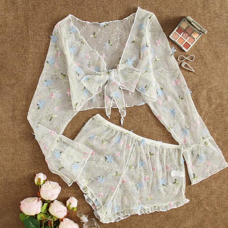 

Bras Sets Pyama Woman Set Sleep Tops Women Embroidery Sleepwear Pajamas Lingerie Shorts Sexy Fashion Pyjama Femme Pizama Damska