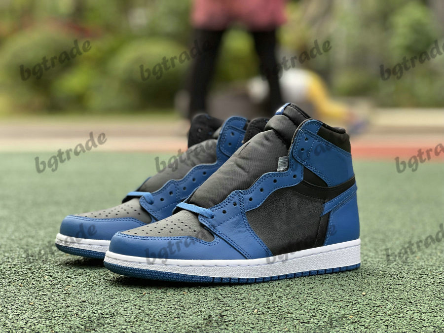 

1 High OG Dark Marina Blue Mens Basketball Shoes 1s College Navy Blue White Trainer Sports Sneakers