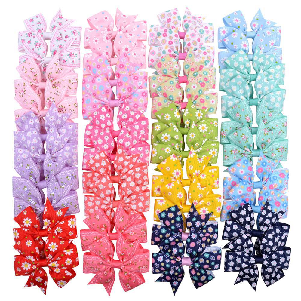 

Baby Girls Bowknot Hairpins daisy Sunflower Grosgrain Ribbon Bows With Alligator Clips Childrens Hair Accessories Kids Boutique Bow Barrette KFJ160, 20 colors
