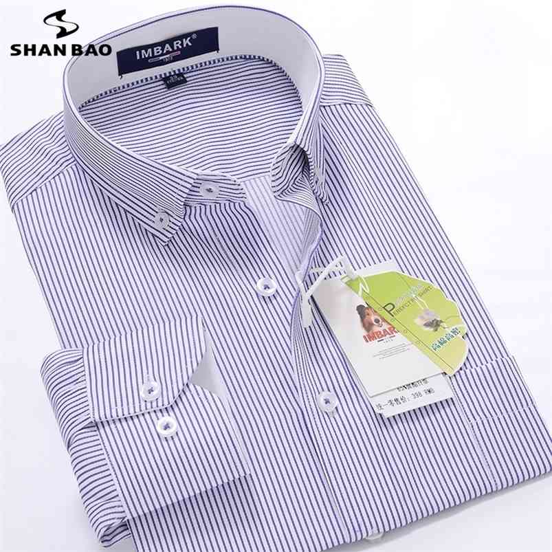 

SHAN BAO classic striped men's business casual long-sleeved shirt brand clothing gentleman elegant wedding party loose shirt 210708, 6926