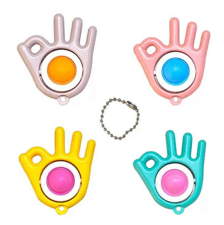 

Fidget Toys Christmas Gift Gesture party favor Keychain Spinning Top Push Bubble Anti Stress Educational Children And Adults Decompression Toy Surprise Wholesale