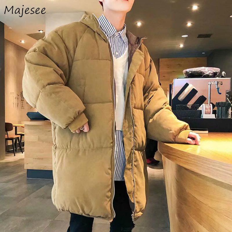 

Men's Down & Parkas Men Hooded Solid Medium-long Style Winter Coats Puffer Jackets Mens Korean Chic Warm Loose Ins Streetwear Ulzzang, Black