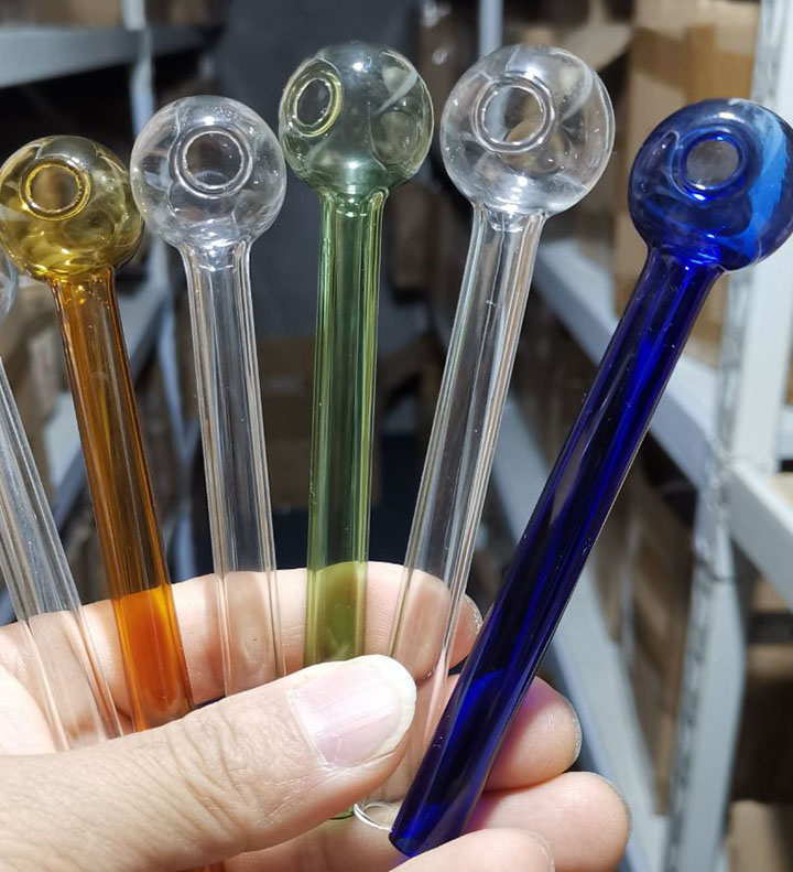 

Colorful Pyrex Oil Burner Pipe 12cm glass oil nails WaterHand Pipes Smoking Accessories Glass Tube Smoking Pipes
