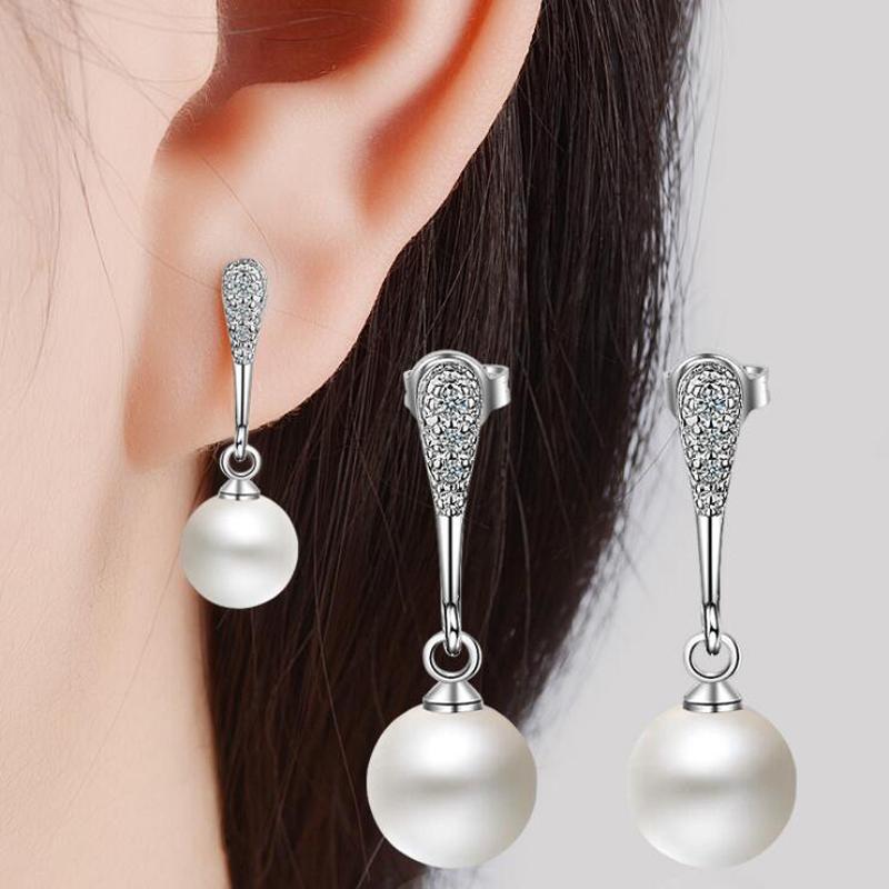 

Dangle & Chandelier KOFSAC Fashion Micro Inlay Zircon Pearl Drop Earring Lady Jewelry 925 Sterling Silver Earrings For Women Anniversary Acc