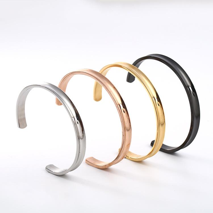 

Bangle European And American Stainless Steel Bracelet C-shaped Concave Opening Adjustable Titanium Jewelry Wholesale, Black