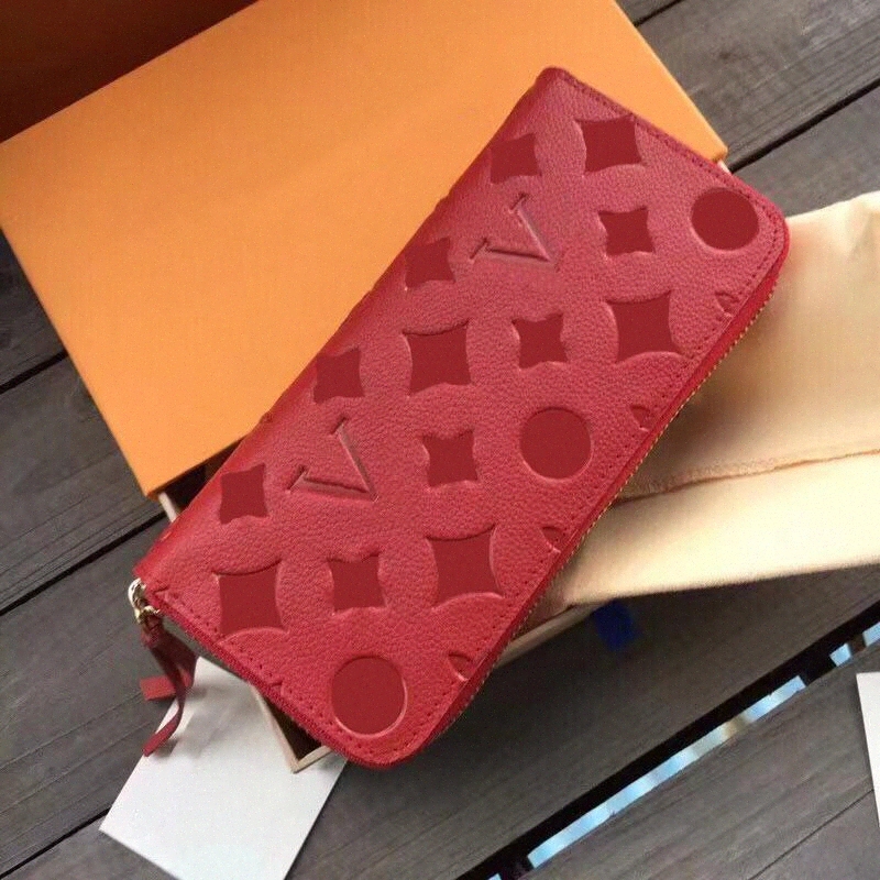 

2021 Fashion flowers designer zipper wallets luxurys Men Women leather bags High Quality Classic Letters coin Purse Original Box Plaid card, Red;black