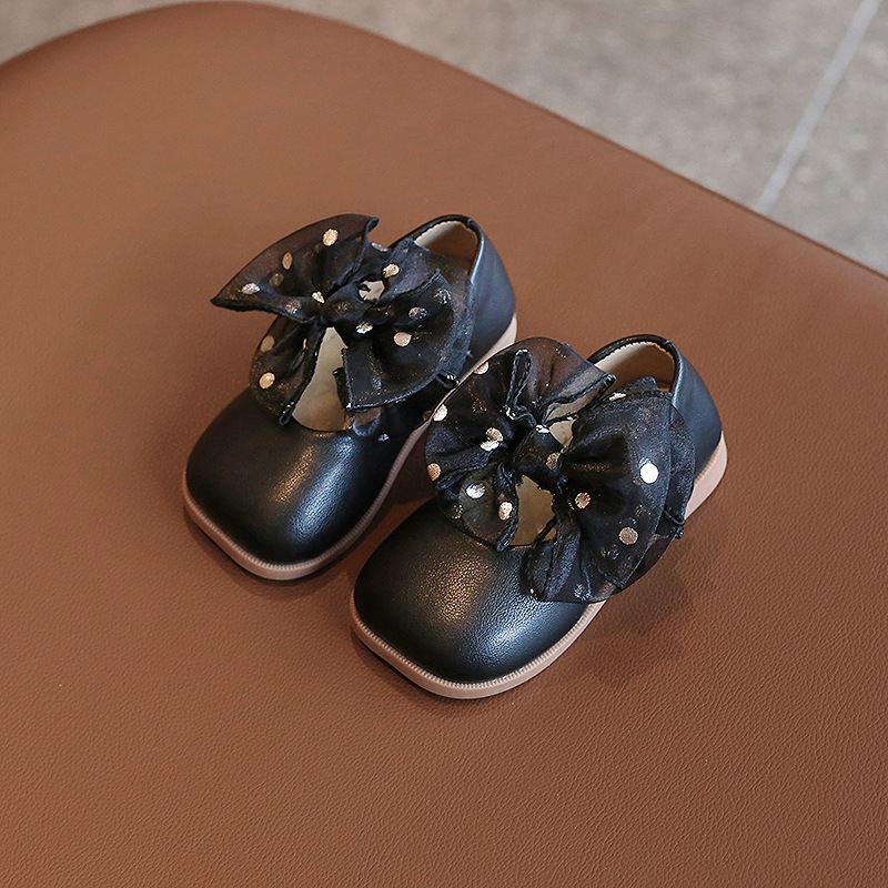 

Kids Spring Girls For Baby Shoes Single Shoes Children Nude Princess Flats Party Dance Shoe, Black