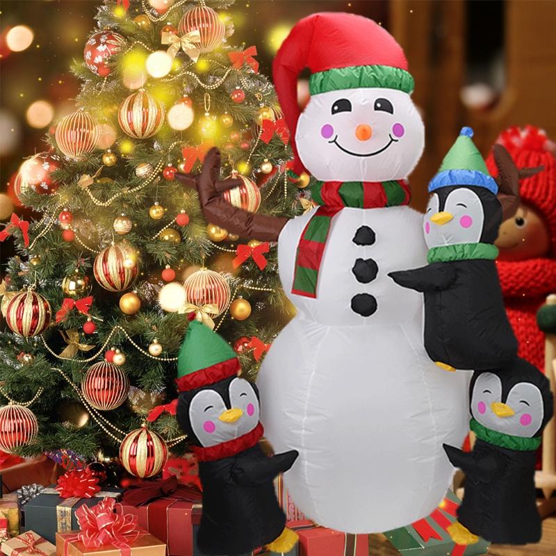 

Party Decoration 41XB 180cm Christmas Inflatable Snowman And Penguins Built-in LED Lights Blow Up Giant Model For Xmas Indoor Outdoor Yard