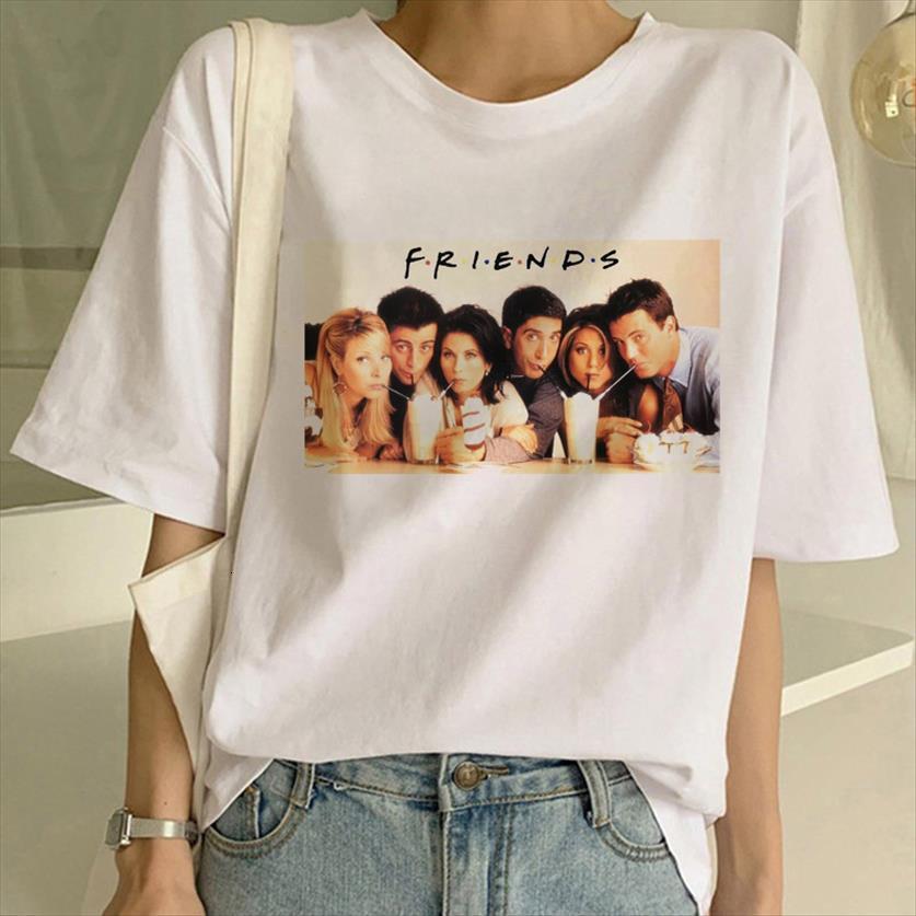 

Friends Tv Show Harajuku Women T Shirt Ullzang Print Short Sleeve Fashion Casual For Lady Yong, White