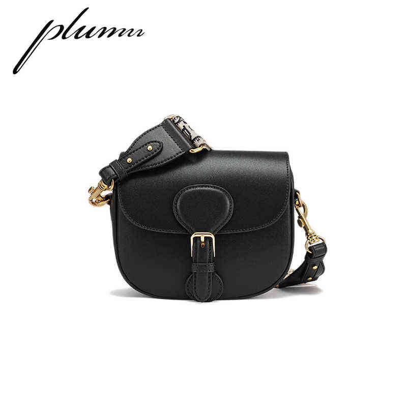 

Plumn Bobby Women's Retro Saddle Bag Women's CROSSBONE Leather Shoulder Bag, White