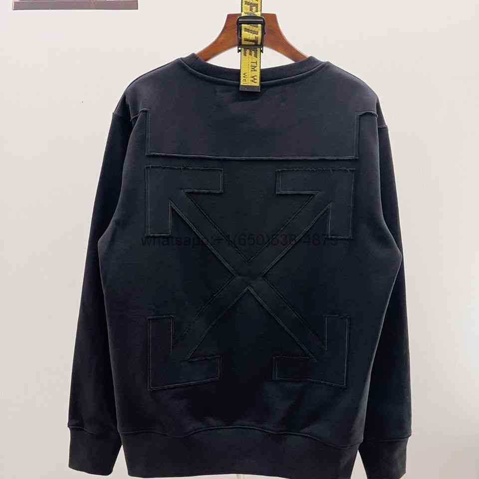 

Men's Hoodies Sweatshirts Off Whild White Embroidered Patch Arrow Crew Neck Sweater K0sp, Gray
