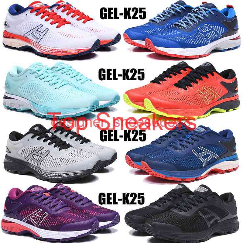 

Top GEL-K25 men running Sneakes shoes deep blue white island orange navy berlin black silver mens women trainers D453, Bubble wrap packaging