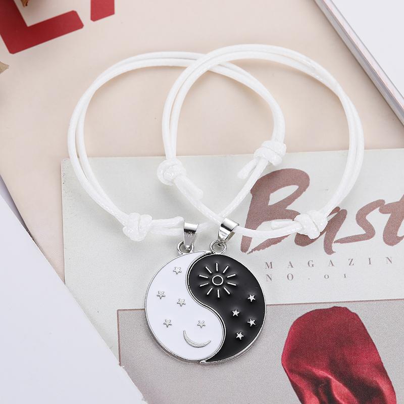 

Charm Bracelets Paired Pendants Couples Tai Chi Stars Sun Moon Chinese Women Punk Jewelry Accessories Men Gifts For Boyfriend Friends, Golden;silver
