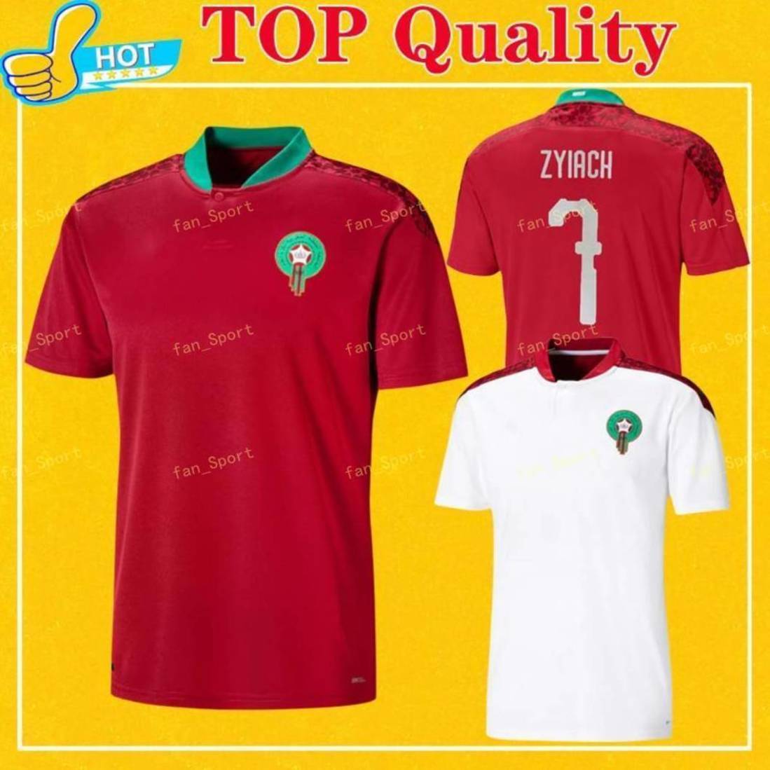 

Maillot Maroc 2021 Morocco Soccer Jersey Home Red Away White HAKIMI ZIYECH ALIOUI TOP Quality 20 21 Mens Football Shirt, Black;yellow