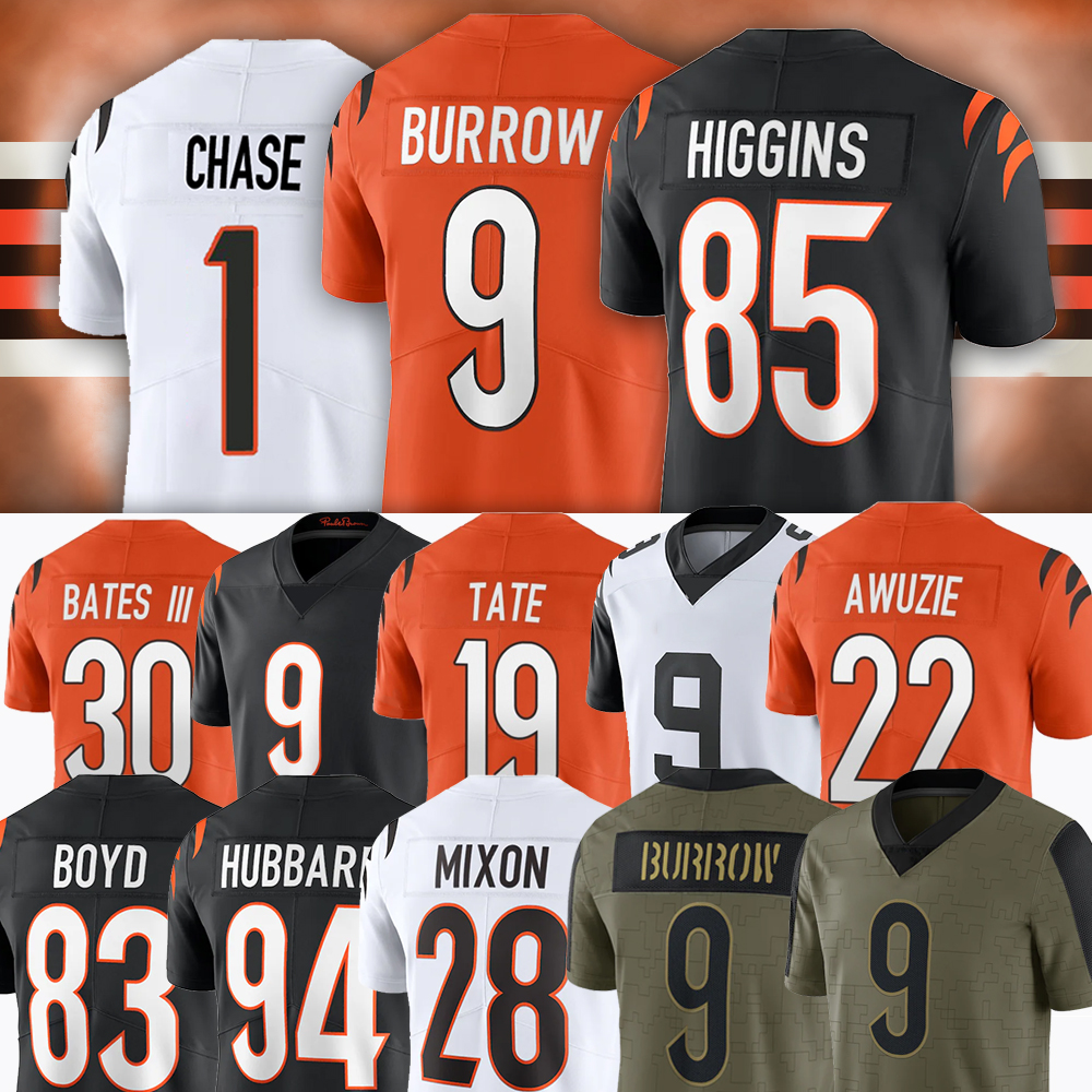 

9 Joe Burrow 1 Ja'Marr Chase Jersey Tee Higgins Joe Mixon 83 Tyler Boyd Jessie Bates III Sam Hubbard Boomer Esiason Logan Wilson Brandon Allen Eric Dungey Men Women, Men(meng hu)