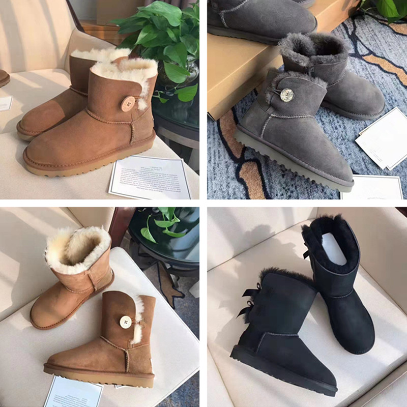 

designer Classic mini fashion australia boots Top Quality wgg women fluff yeah platform womens boot girls lady bow winter snow Ankle austral, Black