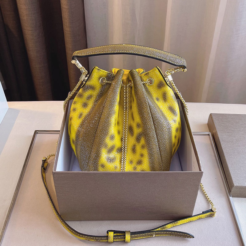 

Bucket Bag Handbag Purse Crossbody Bags Drawstring Enamel Hardware Buckle Large Capacity Pocket Genuine Leather High Quality