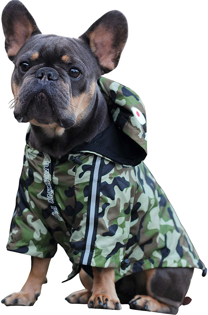 

Dog Raincoat Camouflage Camo Dog Apparel Windbreaker Stylish Pet Rain Jacket Water Resistant with Reflective Stripes Hooded for Dogs Cat Pup