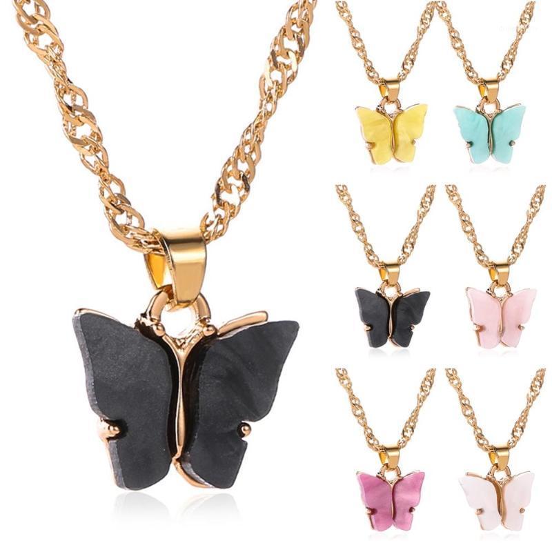 

Women's Sweet Butterfly Necklace Acrylic Color Beauty Style Clavicle Chain Gift Fashion Xmas Jewelry Chains