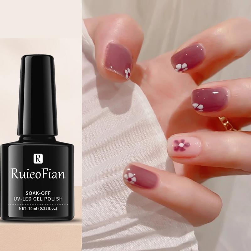 

Nail Gel 1 Bottle 10ML Translucent Jelly Polish Nude Supplies Fast Semi Permanent Need UV LED Base Top Coat, Mr165