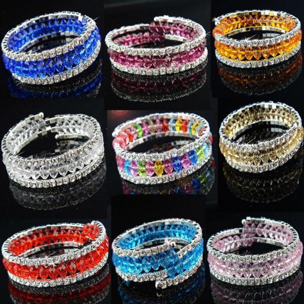 

Bangle 3rows Mix Color 8mm Crystal Czech Rhinestones Women Charms Bangles Bracelets Engagement Wedding Wholesale Fashion Jewelry A7251