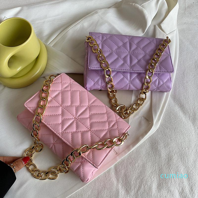 

Evening Bags Fashion Brand Underarm Shoulder Bag For Women Pu Leather Handbags And Purses Lady Small Design Chain Envelope Flap 2021 Bolsos, Rose red