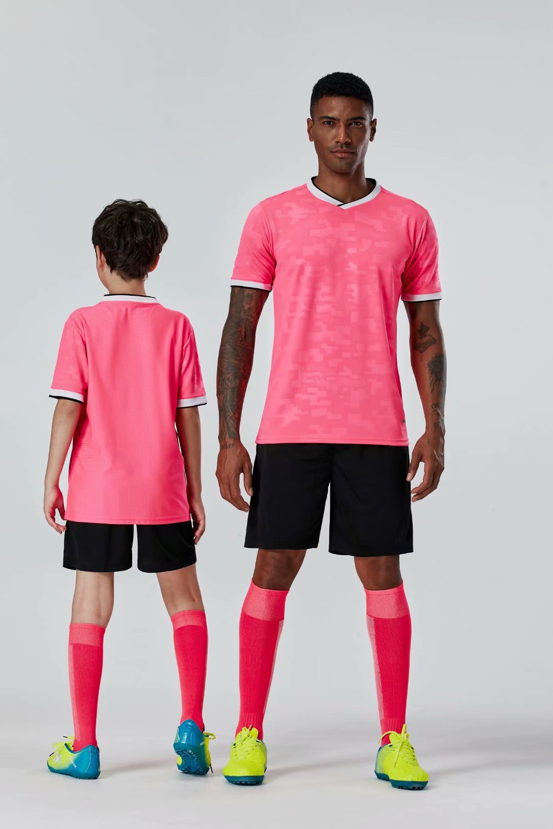 

#018 Football uniform men+kids soccer Jersey printing team custom track and field sports short-sleeved shirt, Black;yellow