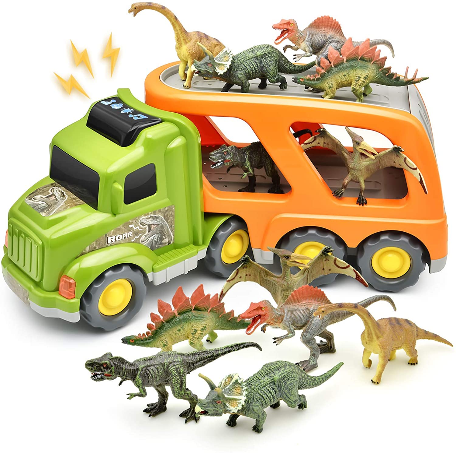 

Dinosaur toy set truck car toy strap gift suitable for 2 3 4 5 6 7-year-old children boys and girls