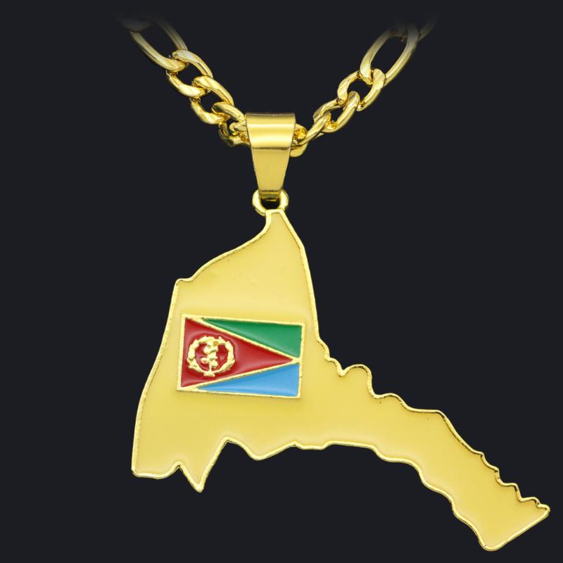 

Eritrea Map Necklace Couple Hip Hop Drop Oil Fashion Jewelry Accessories Chokers