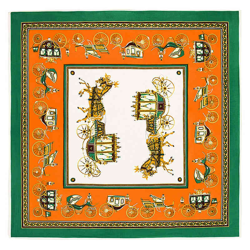 

130cm Women Silk Scarf Brand Square Large Horse Print Foulard Luxury Bandana Design Wrap [135]
